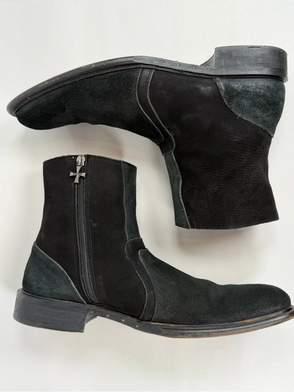 Men's Vintage MARK NASON Cross Boots Size 10.5 Black Zip Suede Made In Italy